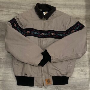 Carhartt Gray Bomber Jacket with Black Trim